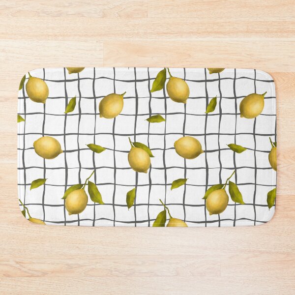 Item preview, Summer Yellow Lemon with bright green leaves and graphic lines background, hand draw seamless pattern designed and sold by GorXena.