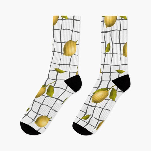 Item preview, Summer Yellow Lemon with bright green leaves and graphic lines background, hand draw seamless pattern designed and sold by GorXena.