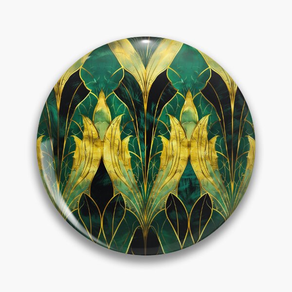 Item preview, Dark Green Leaves Pattern, Gatsby Glamour Dark Green Gold designed and sold by Vic Torys ☆.