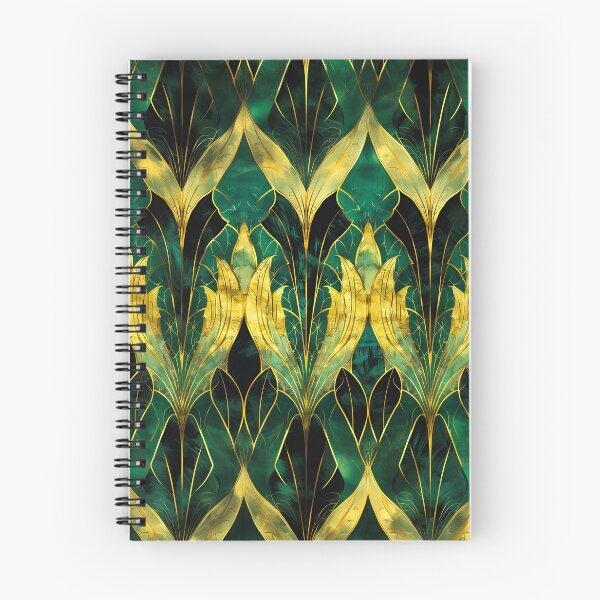 Item preview, Dark Green Leaves Pattern, Gatsby Glamour Dark Green Gold designed and sold by Vic Torys ☆.