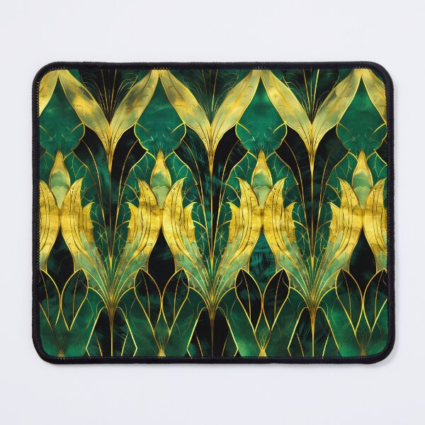 Item preview, Dark Green Leaves Pattern, Gatsby Glamour Dark Green Gold designed and sold by Vic Torys ☆.