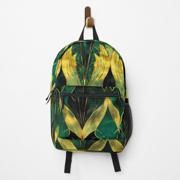 Item preview, Dark Green Leaves Pattern, Gatsby Glamour Dark Green Gold designed and sold by Vic Torys ☆.