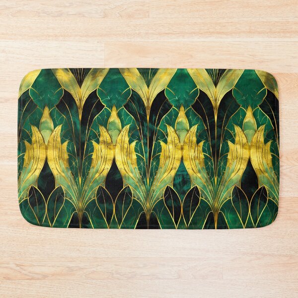 Item preview, Dark Green Leaves Pattern, Gatsby Glamour Dark Green Gold designed and sold by Vic Torys ☆.