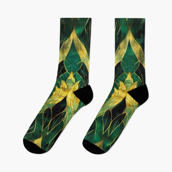 Item preview, Dark Green Leaves Pattern, Gatsby Glamour Dark Green Gold designed and sold by Vic Torys ☆.