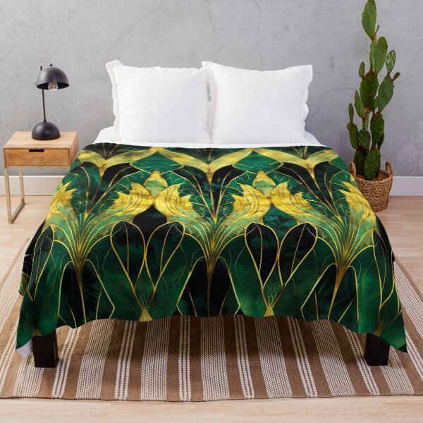 Item preview, Dark Green Leaves Pattern, Gatsby Glamour Dark Green Gold designed and sold by Vic Torys ☆.