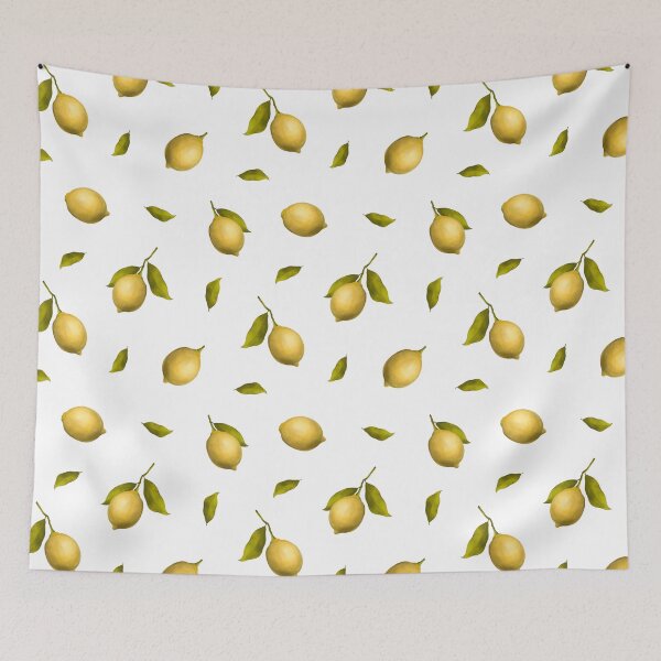 Item preview, Summer Yellow Lemon with bright green leaves, hand draw seamless pattern designed and sold by GorXena.