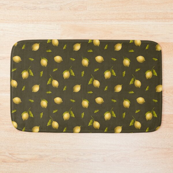 Item preview, Summer Yellow Lemon with bright green leaves on black backgrond, hand draw seamless pattern designed and sold by GorXena.