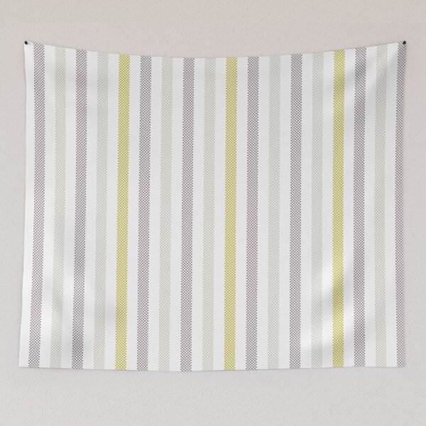 Item preview, Bold Vertical Ticking Stripes - lavender and mustard on white designed and sold by colorofmagic.