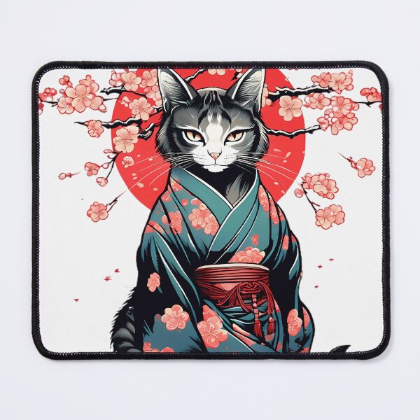 Item preview, A cat in kimono and sakura flowers designed and sold by gillonzpw31.