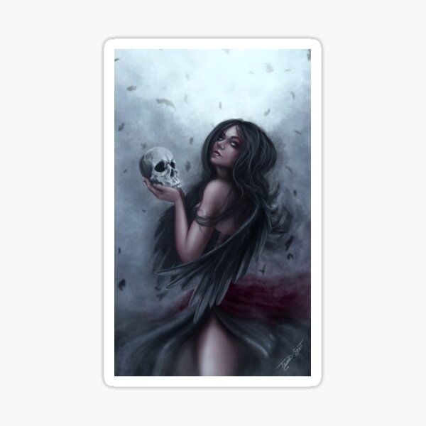 Call of the Morrighan - Dark Goddess with Skull Sticker