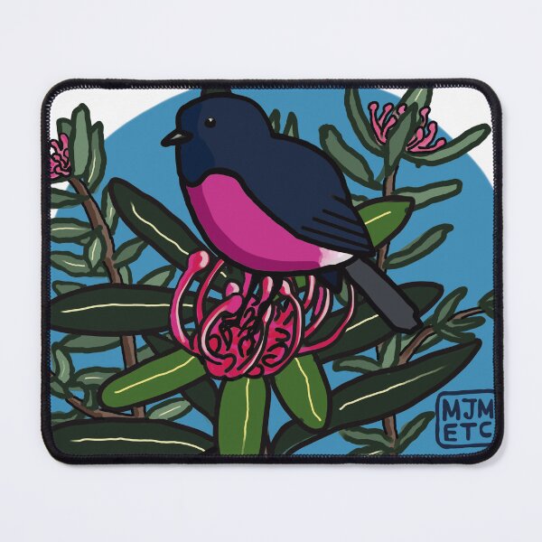 Item preview, Pink Robin on Tasmanian Warratah designed and sold by MJMETC.
