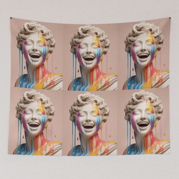 Item preview, Roman bust happy and laughing, with paint designed and sold by ShuckedLondon.