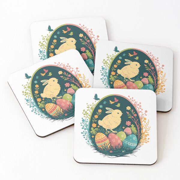 Item preview, A bunny sits in a grass with easter eggs and birds. designed and sold by jasinddq38.