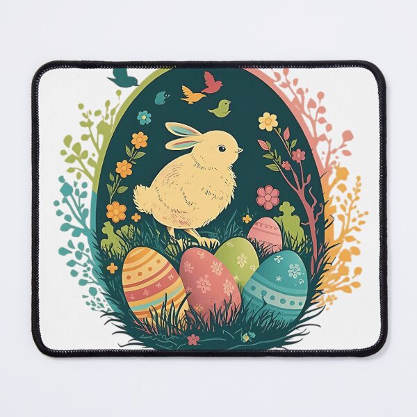 Item preview, A bunny sits in a grass with easter eggs and birds. designed and sold by jasinddq38.