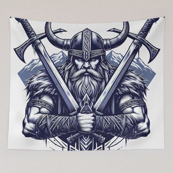Item preview, Viking logo design with crossed swords designed and sold by Salimgor Hangaround Music.