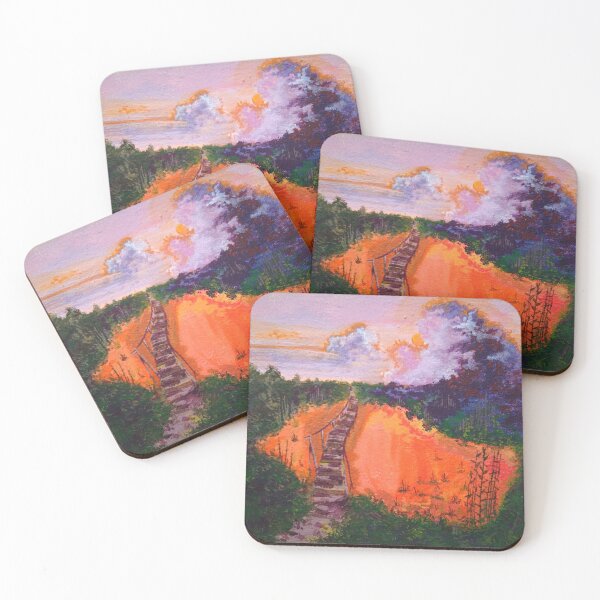 Item preview, sunset on the lake, bridge, forest, field, sky, painting, art designed and sold by DonnaBlankaArt.