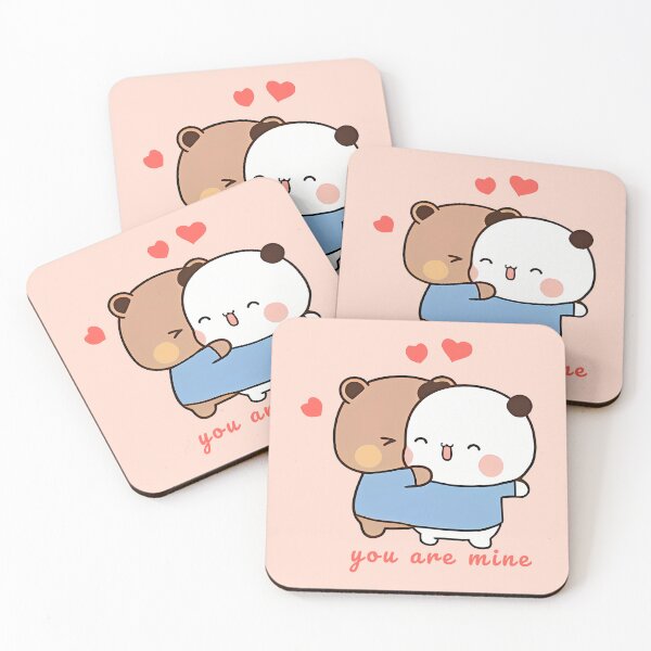Item preview, Adorable 'You Are Mine' Kawaii Bear and Panda Hug Illustration - Cute Romantic Design for Couples and Kawaii Lovers designed and sold by FEBRICAST.