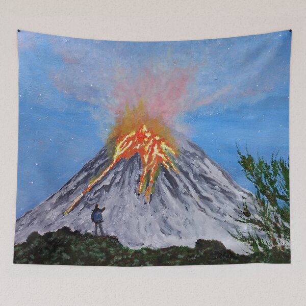 Item preview, volcanic eruption, Klyuchevskaya sopka, painting, art designed and sold by DonnaBlankaArt.