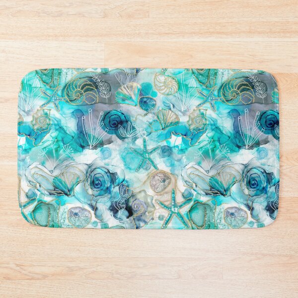Item preview, Rockpool Summer Beach Shells Alcohol Ink with Gold Design designed and sold by TatraCottage.