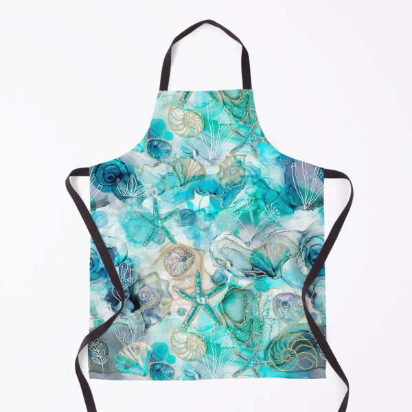 Item preview, Rockpool Summer Beach Shells Alcohol Ink with Gold Design designed and sold by TatraCottage.