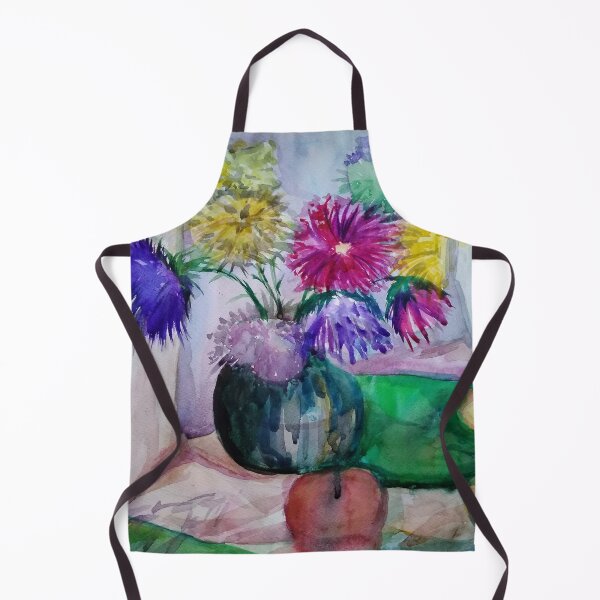 Item preview, still life, bouquet with asters, watercolor, drawing, art designed and sold by DonnaBlankaArt.