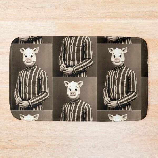 Item preview, Sepia Pig Mask Man in Striped Prison Jumpsuit | Digital Art designed and sold by patrickcallan.