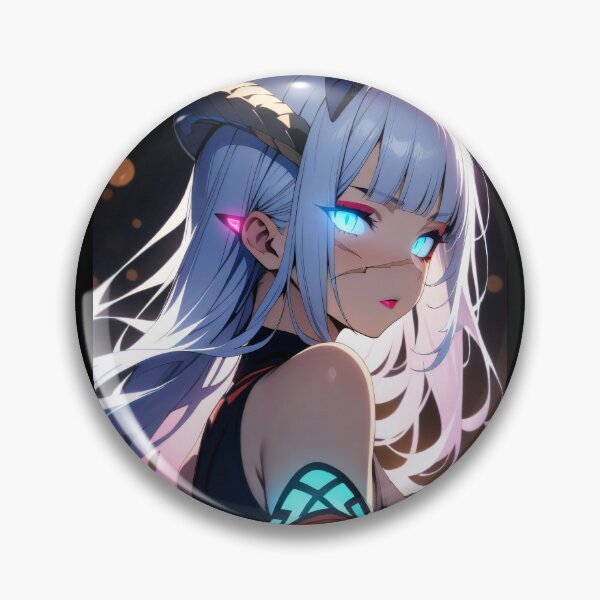 Item preview, Oni Anime Girl with Glowing Blue Eyes designed and sold by ByteyCreatives.