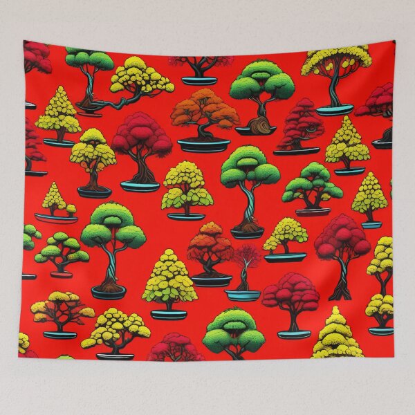 Item preview, Elegant Red Bonsai Art Allover Pattern designed and sold by DreamCraze.
