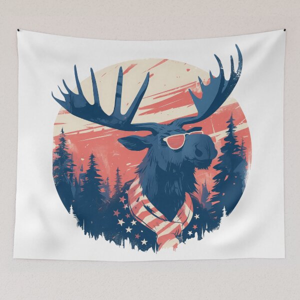 Item preview, Moose with American flag, Independence day, Patriot Moose designed and sold by JoyfulNat.