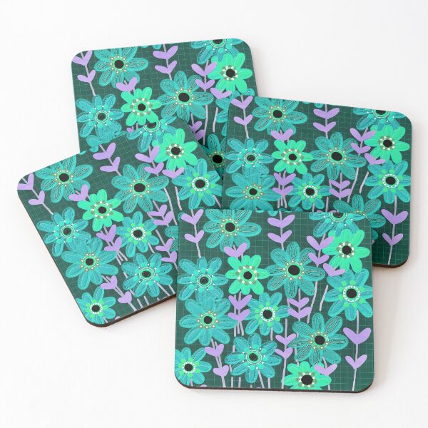 Item preview, Floodle flower grid teal designed and sold by bekki smith.
