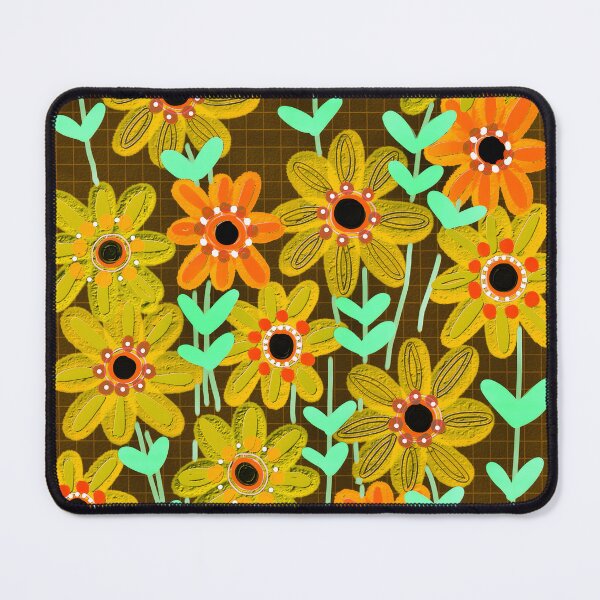 Item preview, Floodle flower grid mustard designed and sold by bekki smith.