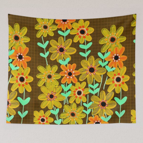 Item preview, Floodle flower grid mustard designed and sold by bekki smith.