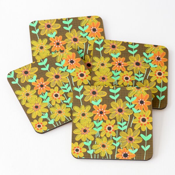 Item preview, Floodle flower grid mustard designed and sold by bekki smith.