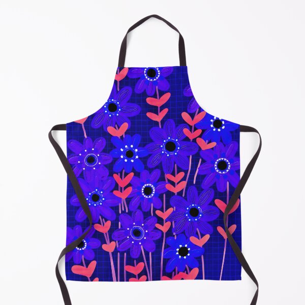 Item preview, Floodle flowers on grid indigo designed and sold by bekki smith.