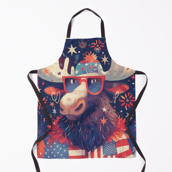 Item preview, Funny moose with American flag, Independence day, Patriotic Moose designed and sold by JoyfulNat.