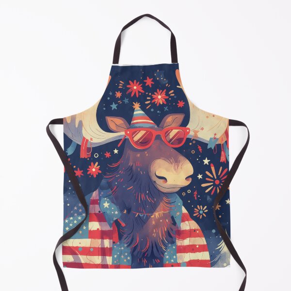 Item preview,  Funny moose with American flag, Independence day, Patriotic Moose designed and sold by JoyfulNat.