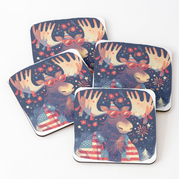 Item preview,  Funny moose with American flag, Independence day, Patriotic Moose designed and sold by JoyfulNat.