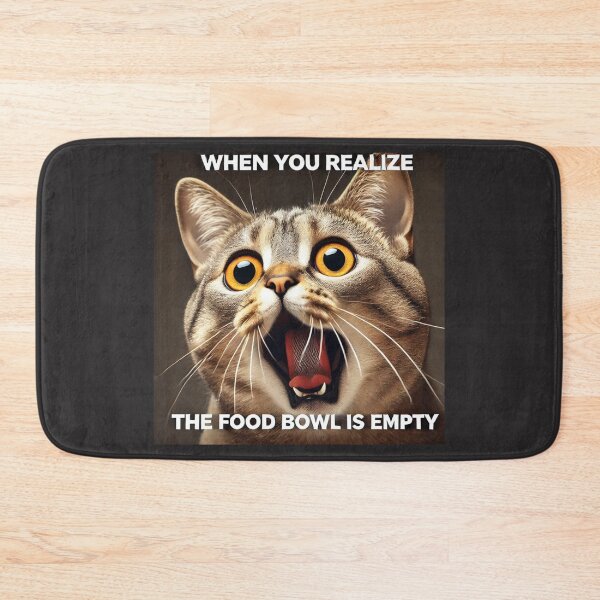 Item preview, Funny Cat Screaming Meme - When You Realize the Food Bowl is Empty designed and sold by CatmemesArt.