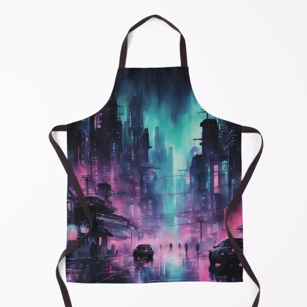 Item preview, Dark Cyberpunk Streets, Watercolour, Digital Painting designed and sold by Burn-Ego.