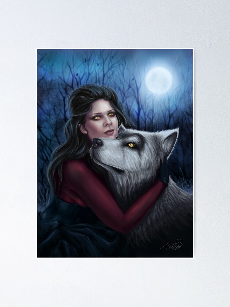 Póster «Lupa - Gótico hombre lobo Vampiro mujer con perro» de tiffanysrealm  | Redbubble