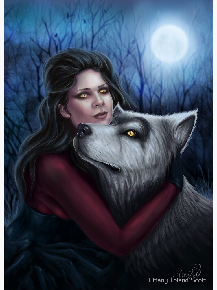 Lámina rígida «Lupa - Gótico hombre lobo Vampiro mujer con perro» de  tiffanysrealm | Redbubble