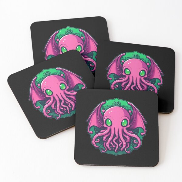 Item preview, Pink Cthulhu Logo,  Green Eyes, Lovecraftian, Tentacles, Horror designed and sold by Burn-Ego.