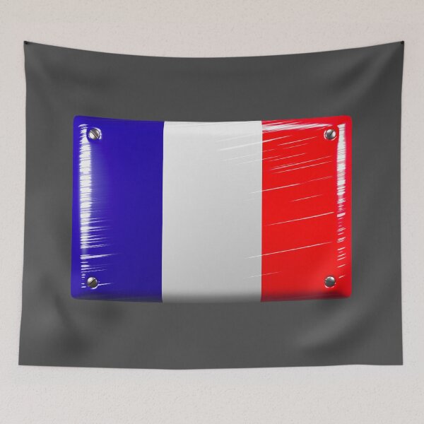Aperçu de l'œuvre Drapeau de la France drapeau tricolore aspect signe en métal créée et vendue par lathspell.