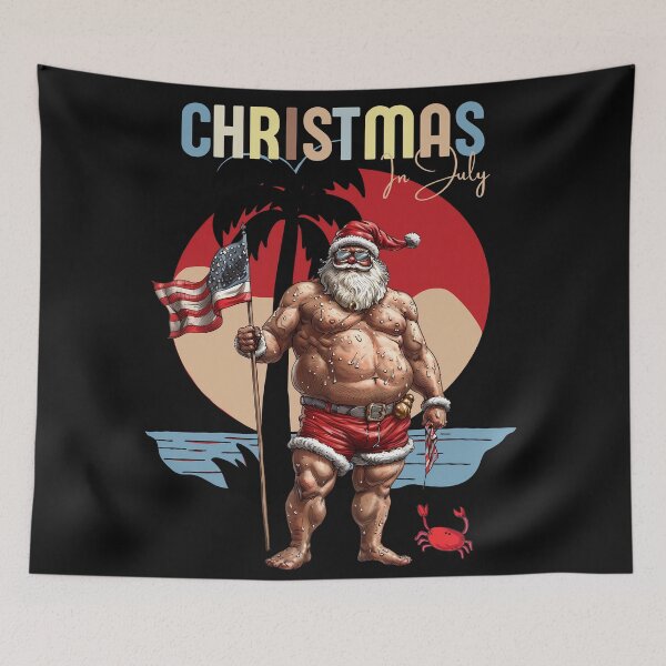 Item preview, Funny Christmas in July Patriotic Santa Summer Holiday Beach designed and sold by MTJ-Mushrooms.