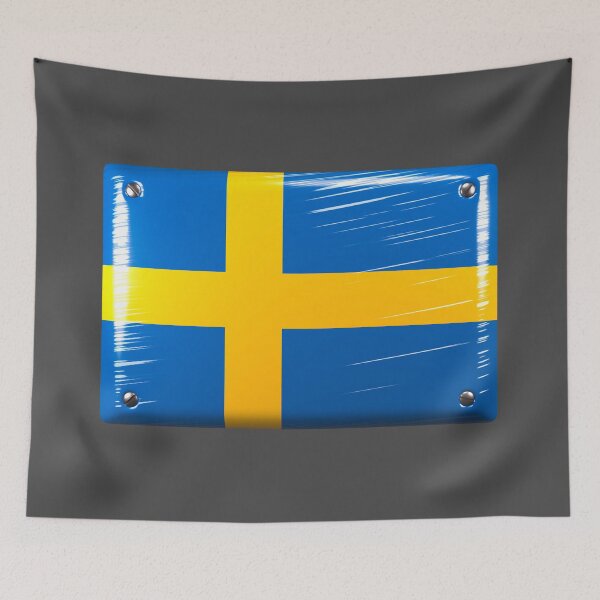 Item preview, Sweden flag metal sign look designed and sold by lathspell.