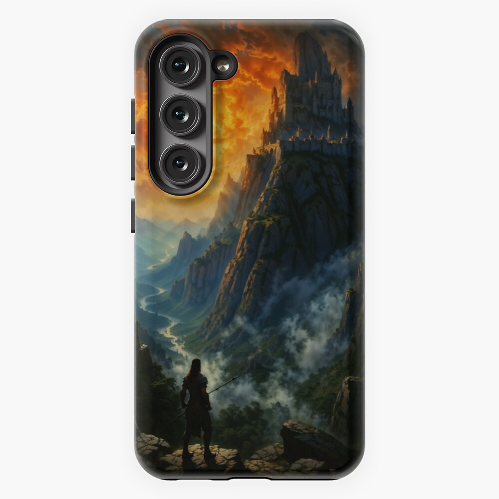 A Warriors Epic Return To A Majestic Mountain Castle At Sunset AI Concept Art by Xzendor7 5 A Warrior's Epic Return To A Majestic Mountain Castle At Sunset Enchanted AI Concept Art by Xzendor7 Decorative Art Print Samsung Galaxy Case