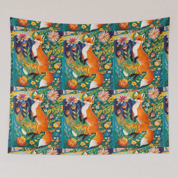 Artikelvorschau, Fuchs-Porträt. Frühlingszeit, Blumenfuchs, Vintage-Fuchs, Fuchs-Malerei, Henri Matisse-Stil entworfen und verkauft von FoxVibes.
