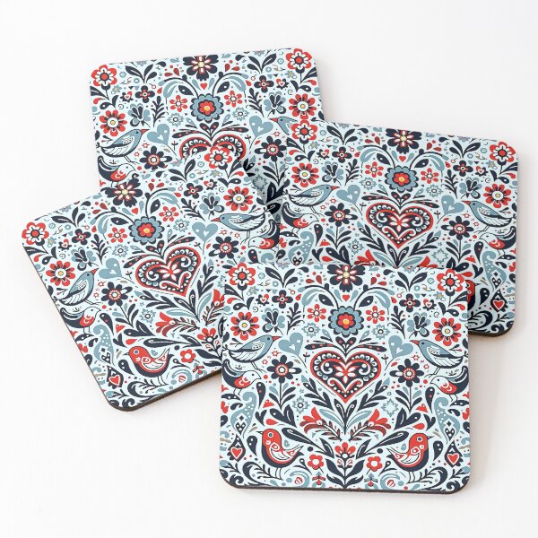 Item preview, Decorative nordic Scandinavian Folklore Bird and Flower Pattern Design designed and sold by Unitepeople.
