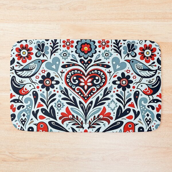 Item preview, Decorative nordic Scandinavian Folklore Bird and Flower Pattern Design designed and sold by Unitepeople.