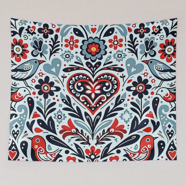 Item preview, Decorative nordic Scandinavian Folklore Bird and Flower Pattern Design designed and sold by Unitepeople.